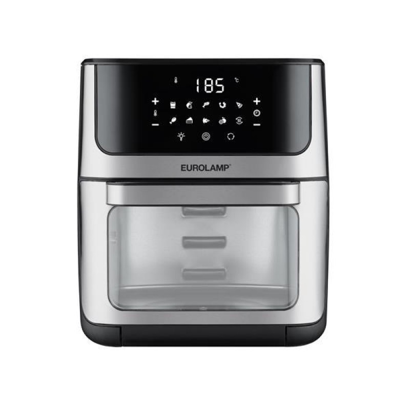 EUROLAMP 300-70044 Φριτεζα Αέρος XXL 12L με παράθυρο & αξεσουάρ 1800W Μαύρη-ΙNOX (300-70044)